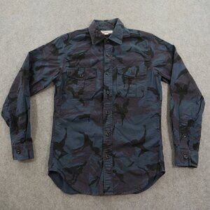 Wallace And Barnes Shirt Mens Extra Small Blue Camo Button Up Utility
